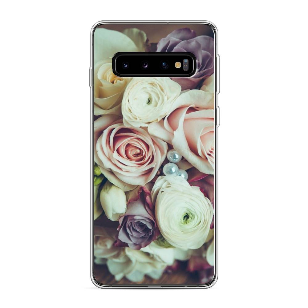 

Чехол на Samsung Galaxy S10 "Свадебный букет", Белый;фиолетовый, 27050-2