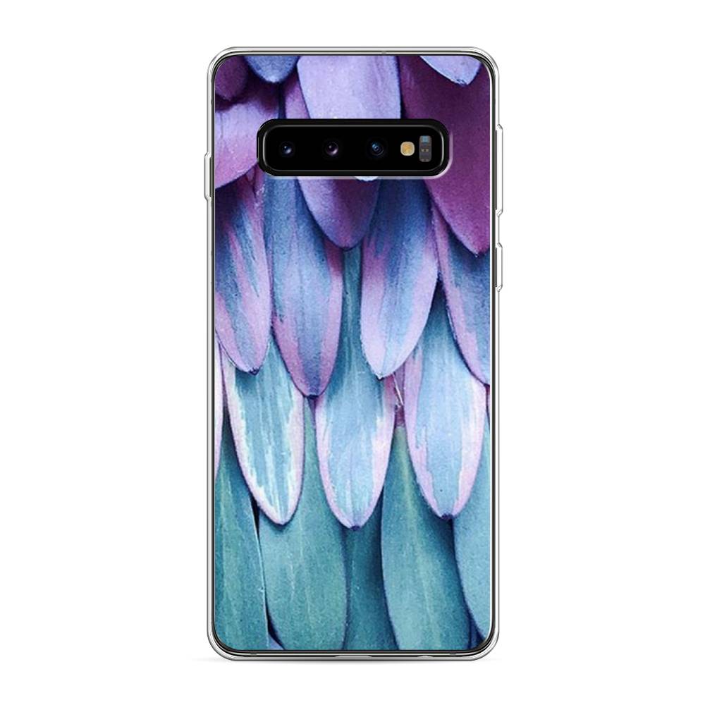 

Чехол на Samsung Galaxy S10 "Синее перо", Фиолетовый;голубой, 27050-3
