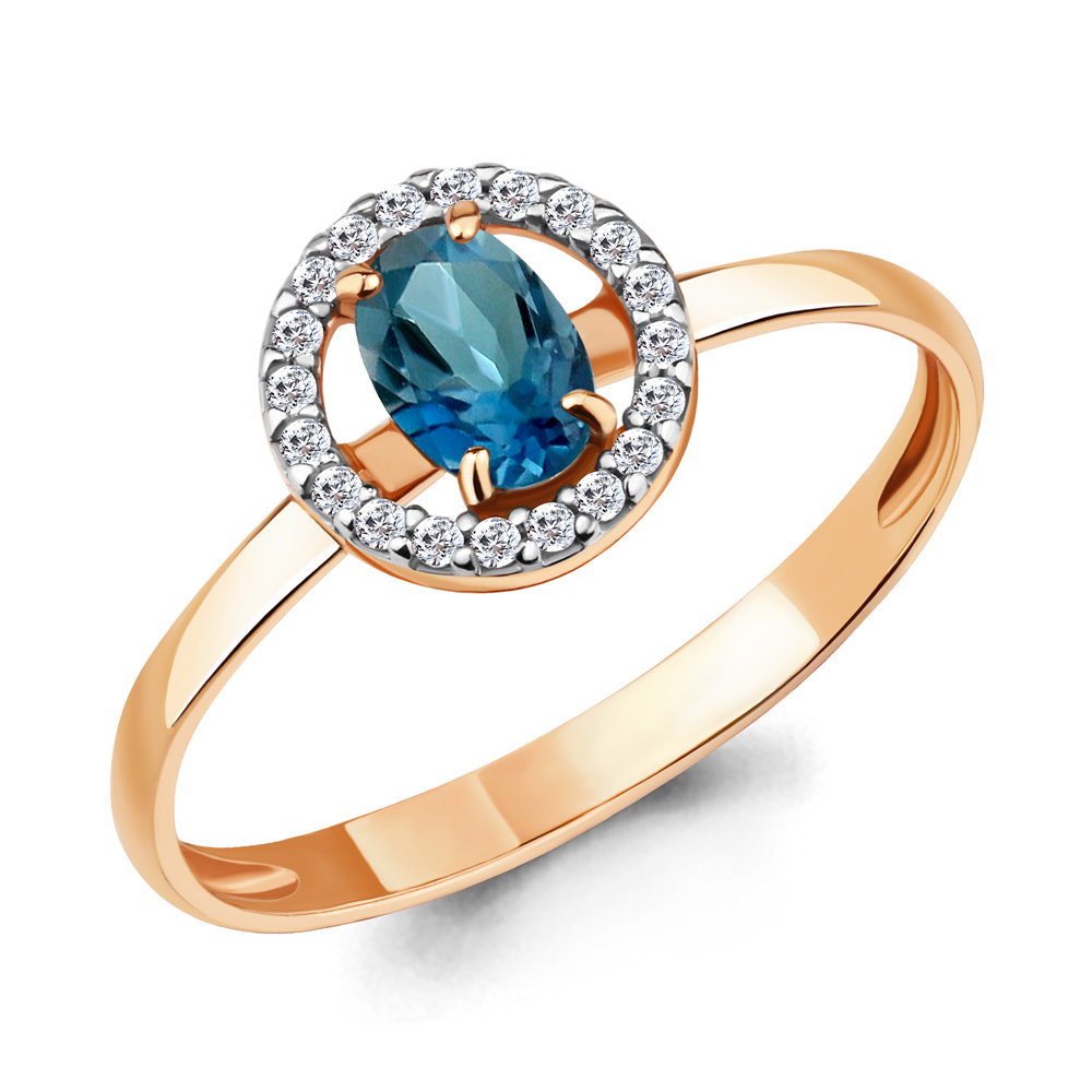 

Кольцо из серебра с топазом\фианитом Aquamarine Aquamarine 6901008А_925_з р, 6901008А_925_з