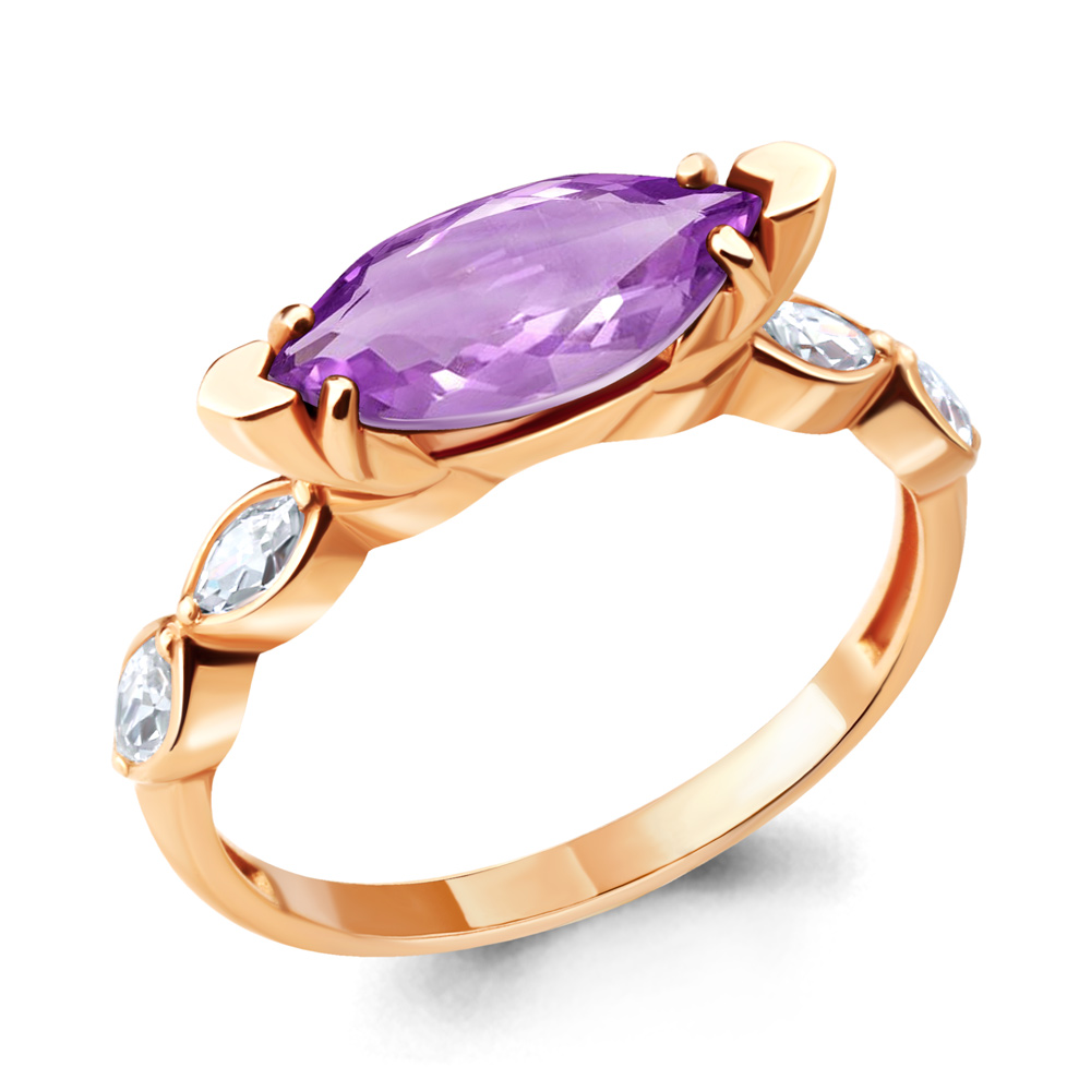 

Кольцо из серебра с аметистом\фианитом Aquamarine Aquamarine 6900904_925_з р, 6900904_925_з