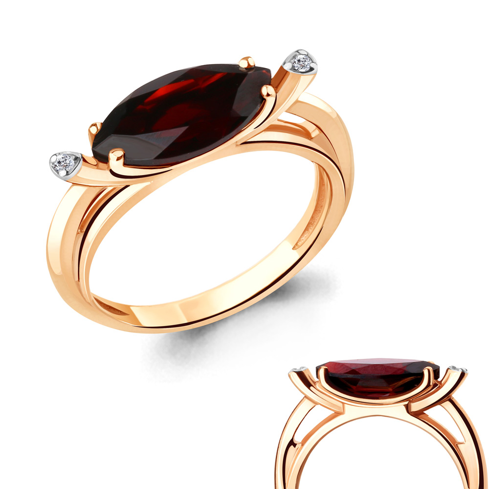 

Кольцо из серебра с гранатом Aquamarine Aquamarine 6900803А_925_з р. 17,5, 6900803А_925_з