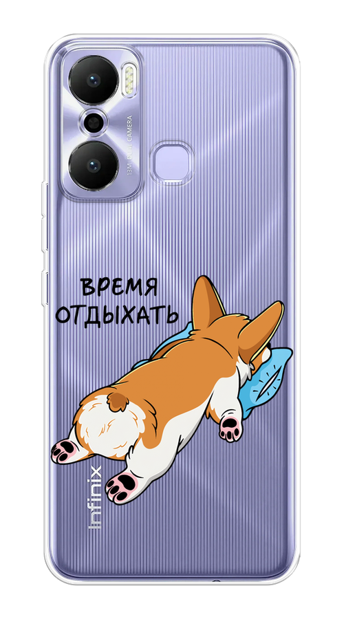 

Чехол на Infinix Hot 20 Play "Корги отдыхает", Черный;коричневый;голубой, 3103550-1