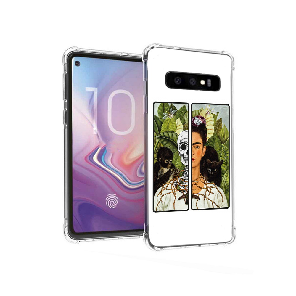 

Чехол MyPads Tocco для Samsung Galaxy S10 сдвоенная картинка девушка скелет, Прозрачный, Tocco