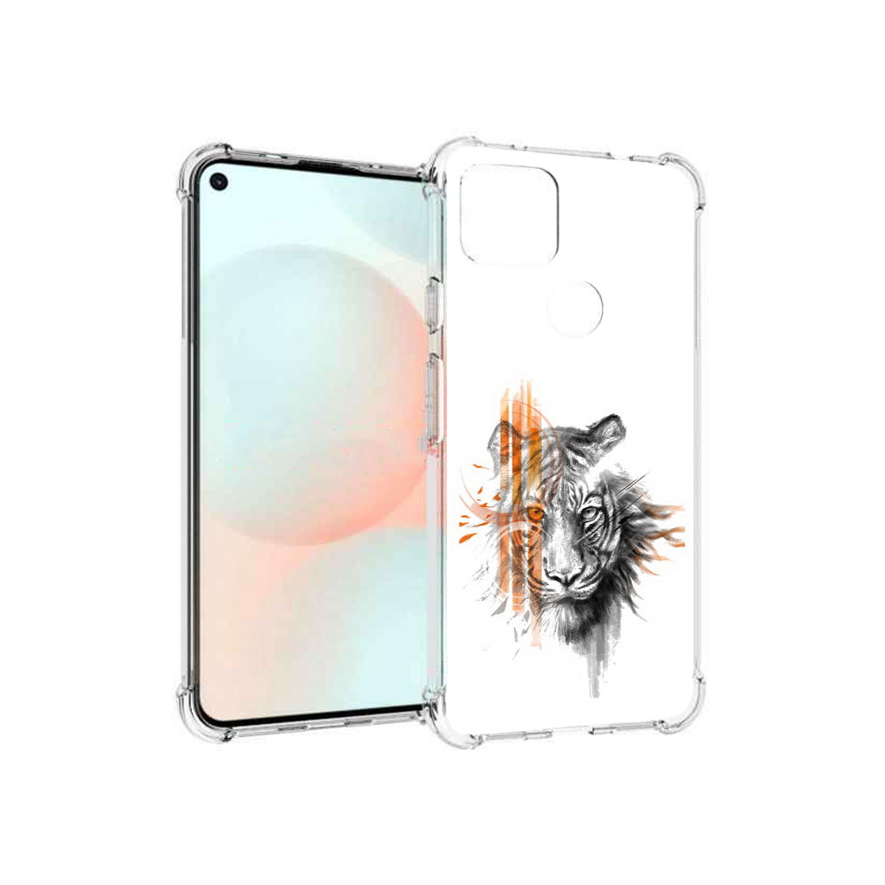 

Чехол MyPads Tocco для Google Pixel 5A огненный тигр, Прозрачный, Tocco
