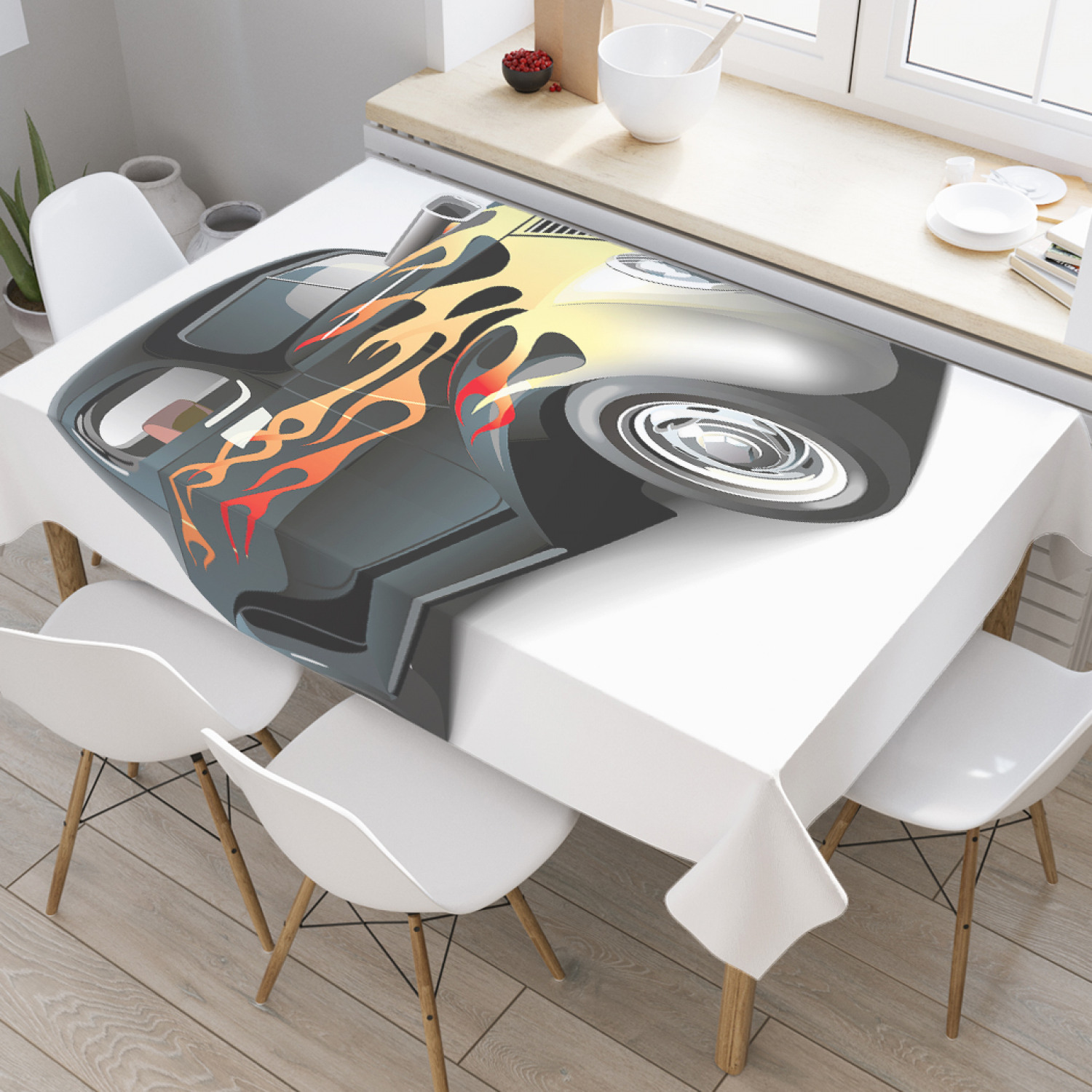 

Скатерть прямоугольная JoyArty "Огненная машина" из оксфорда, 120x145 см, Огненная машина