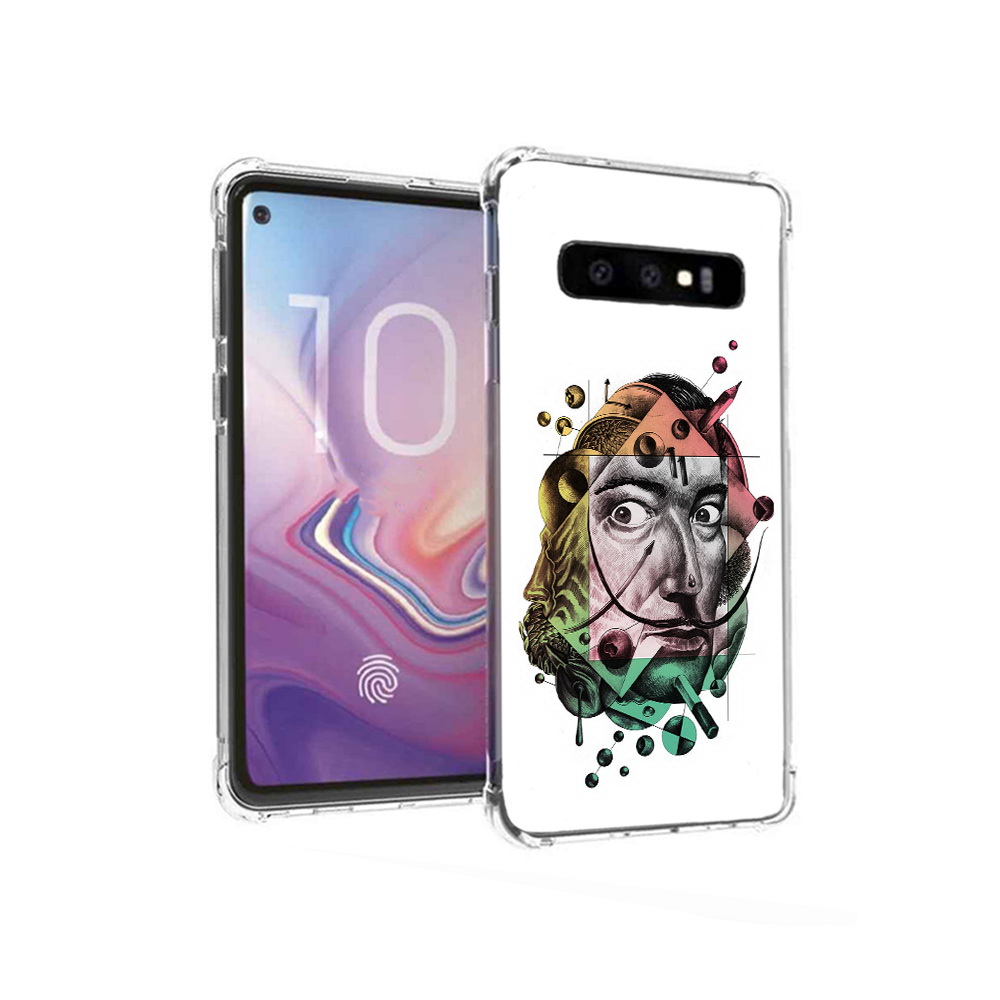 

Чехол MyPads Tocco для Samsung Galaxy S10 разноцветное лицо абстракция (PT125897.498.570), Прозрачный, Tocco