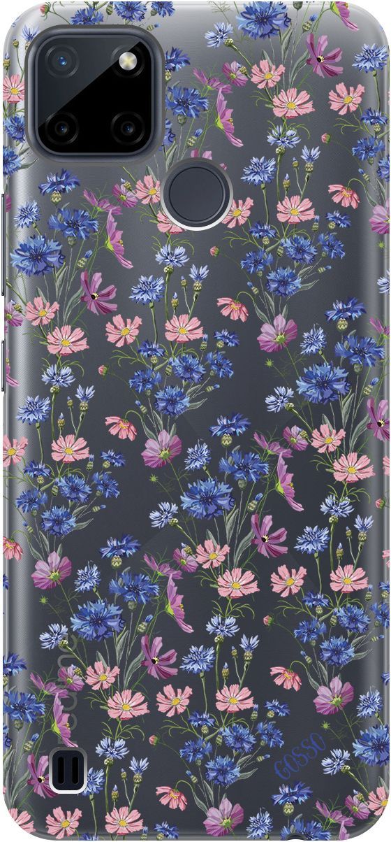 

Силиконовый чехол на Realme C21Y "Lovely Cornflowers" прозрачный, Прозрачный;голубой, 4887