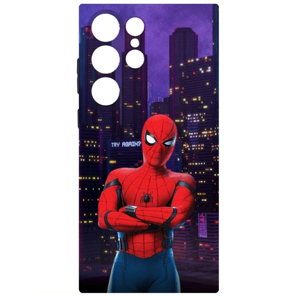 

Чехол-накладка Soft Case Человек-Паук. На крыше для Samsung Galaxy S23 Ultra черный