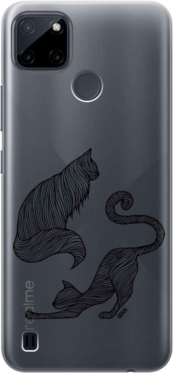 

Силиконовый чехол на Realme C21Y "Lazy Cats" прозрачный, Прозрачный;серый, 4887