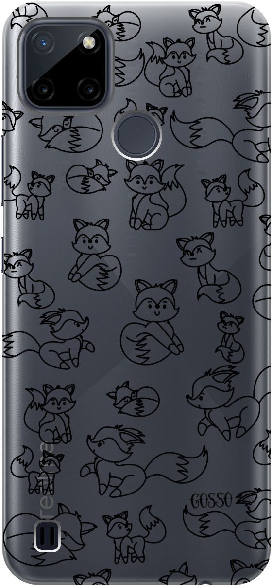 

Силиконовый чехол на Realme C21Y "Funny Foxes" прозрачный, Прозрачный;черный, 4887