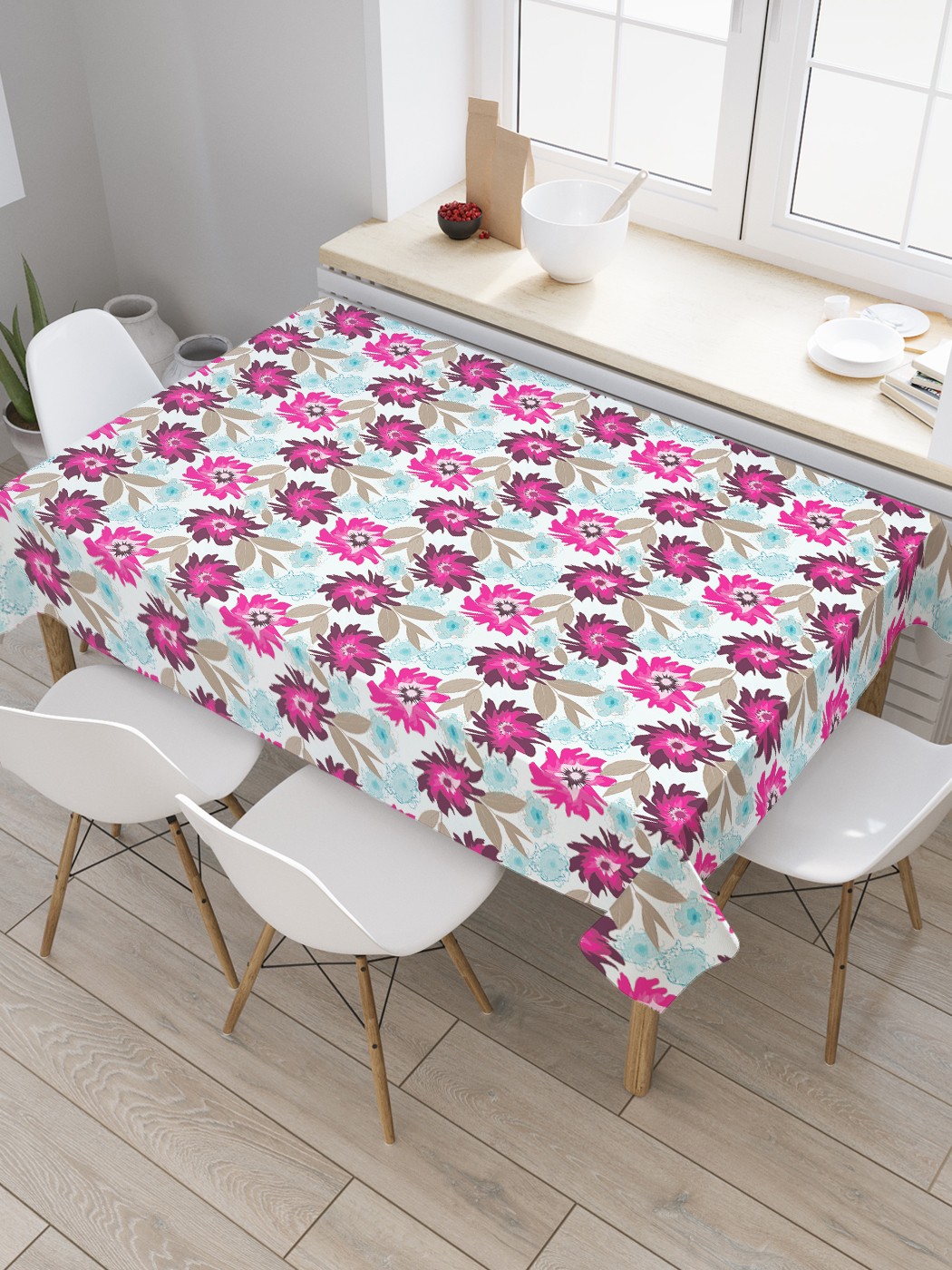 

Скатерть прямоугольная JoyArty "Лохматые цветы" из сатена, 120x145 см, Розовый, Лохматые цветы