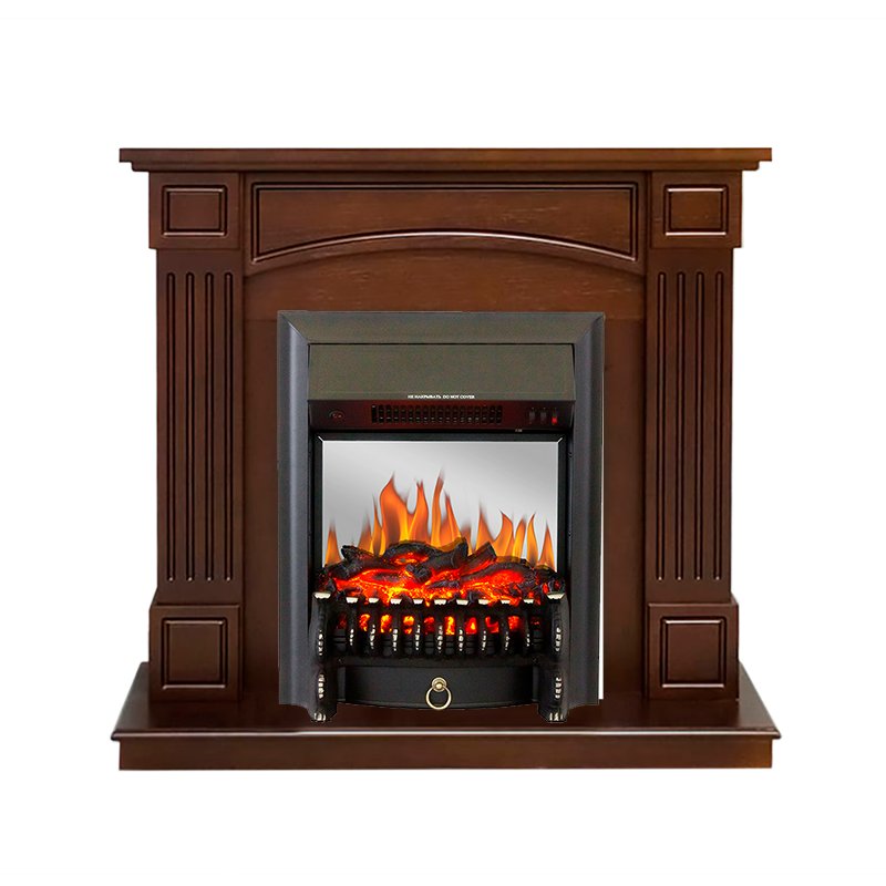 фото Каминокомплект boston - темный дуб (высота 925см) с очагом fobos fx m black royal flame