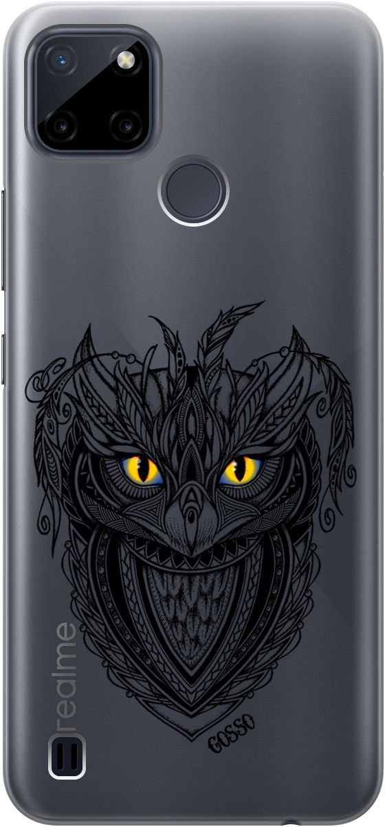 

Силиконовый чехол на Realme C21Y "Grand Owl" прозрачный, Прозрачный;желтый, 4887