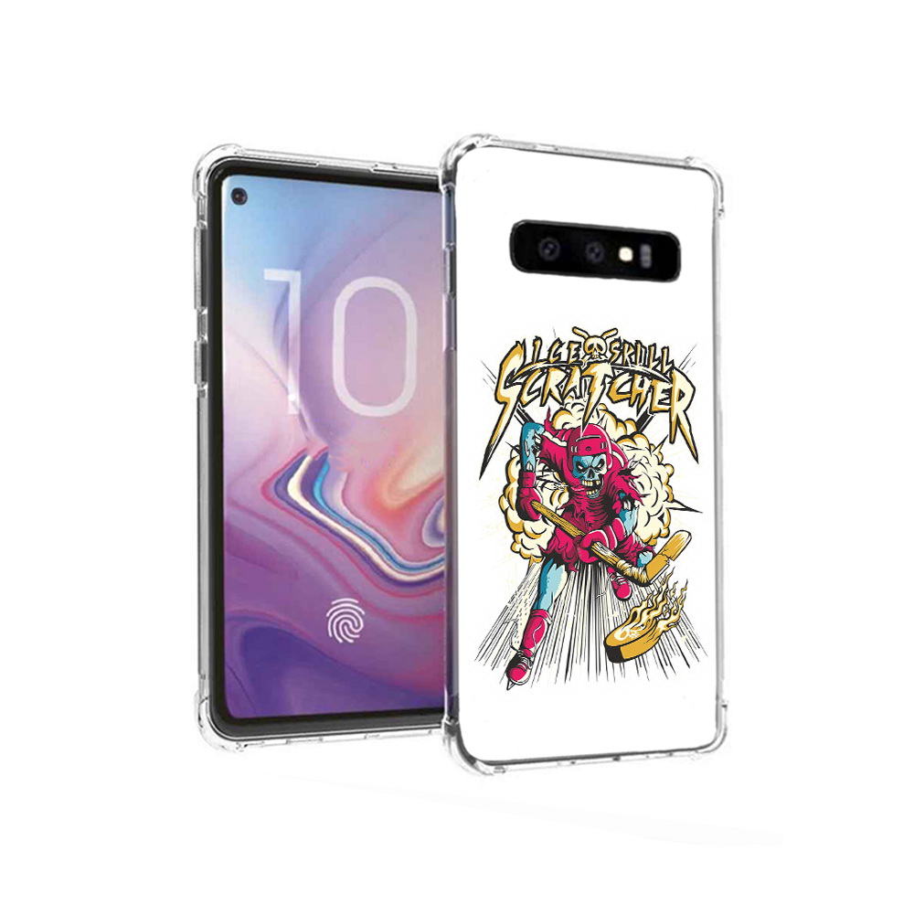 

Чехол MyPads Tocco для Samsung Galaxy S10 нарисованный скелет хоккеист (PT125897.498.514), Прозрачный, Tocco