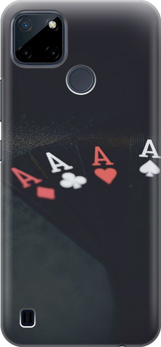 

Силиконовый чехол на Realme C21Y "Флеш-рояль", Черный;белый, 4884