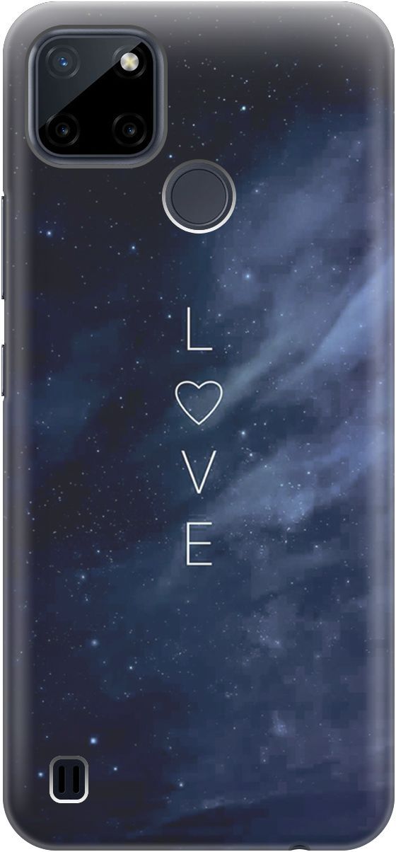 

Силиконовый чехол на Realme C21Y "Ночное небо и любовь", Синий;черный, 4874