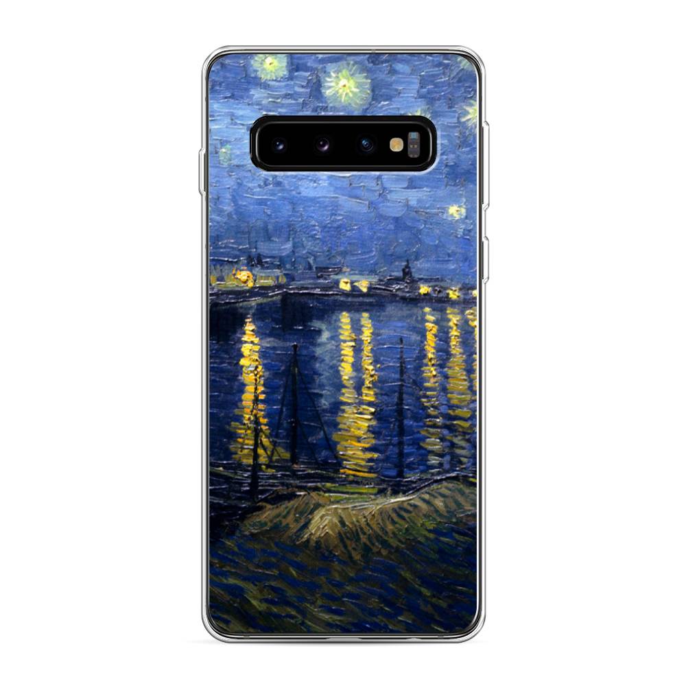 

Чехол на Samsung Galaxy S10 "Звездная ночь над Роной", Синий;желтый, 27050-4