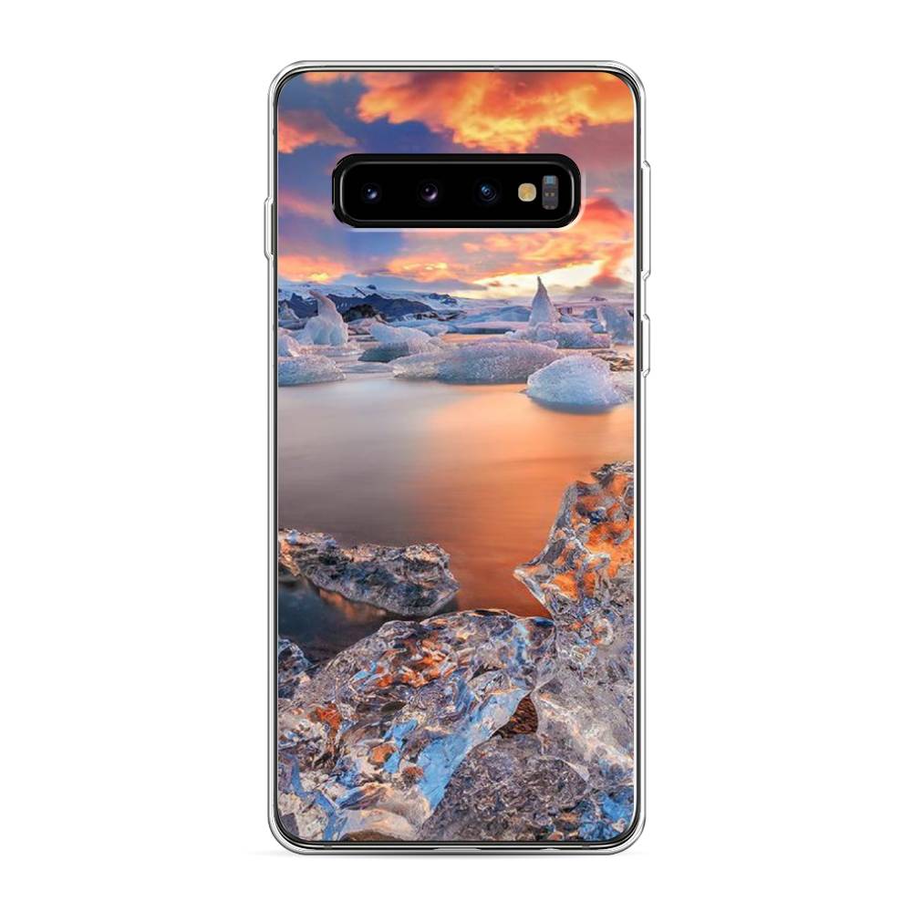 

Чехол на Samsung Galaxy S10 "Ледники", Синий;оранжевый, 27050-2