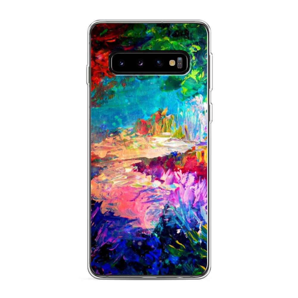 

Чехол на Samsung Galaxy S10 "Лес-гуашь", Синий;розовый;зеленый, 27050-4