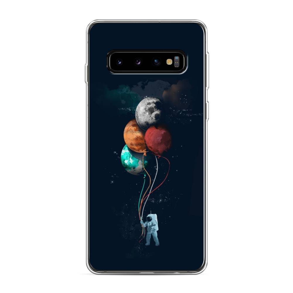 

Чехол на Samsung Galaxy S10 "Космонавт с шариками", Разноцветный, 27050-4