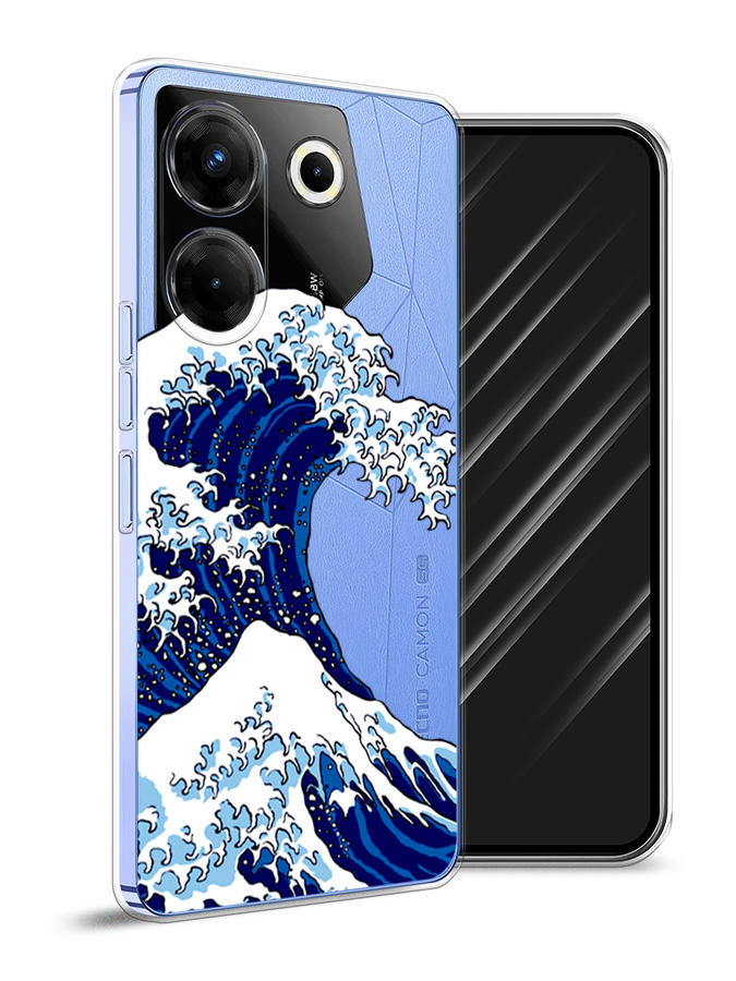 

Чехол Awog на Tecno Camon 20 Pro 5G "Волна в Канагаве", Синий;белый, 304050-4