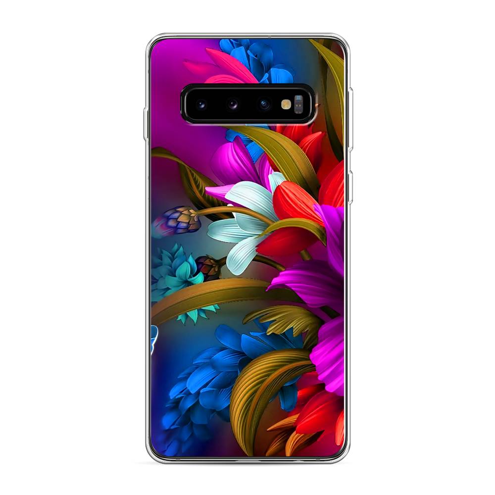 

Чехол на Samsung Galaxy S10 "Фантастические цветы", Фиолетовый;красный;синий, 27050-2