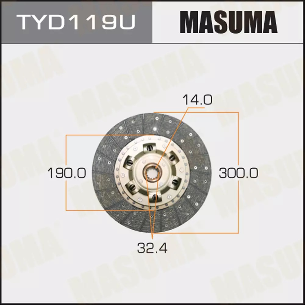 

Диск сцепления Toyota Dyna 200/Land Cruiser 80 92>99 Masuma TYD119U
