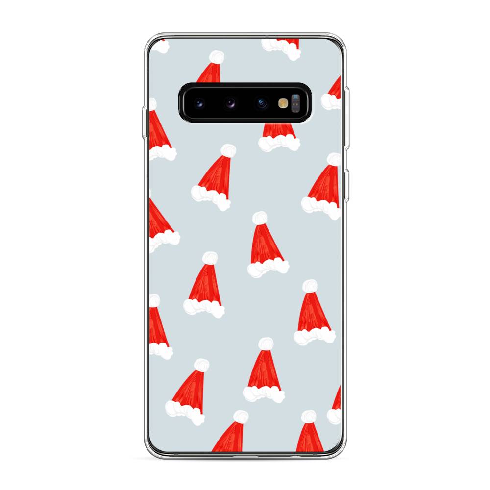 

Чехол на Samsung Galaxy S10 "Новогодние шапочки", Белый;красный;серый, 27050-5
