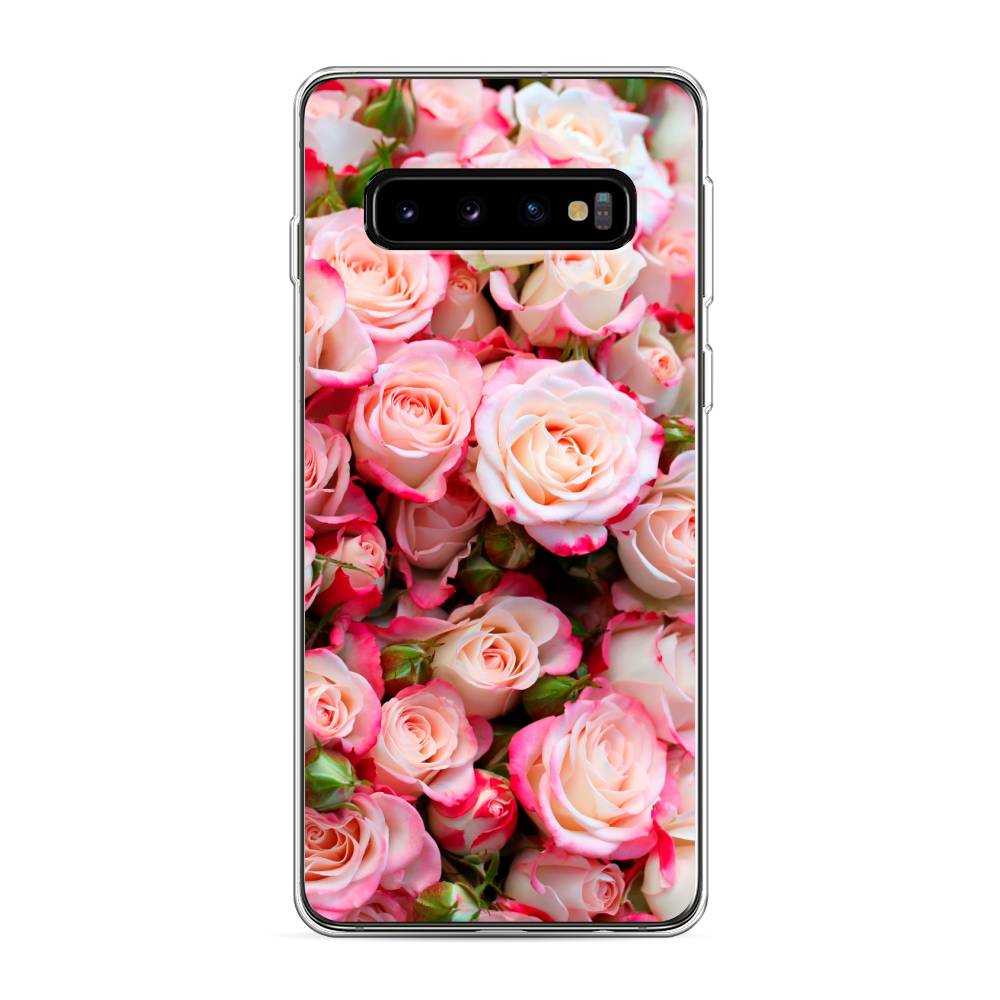 

Чехол на Samsung Galaxy S10 "Много роз", Розовый, 27050-2