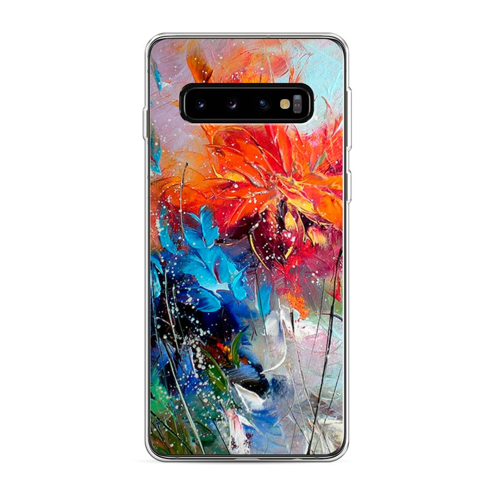 

Чехол на Samsung Galaxy S10 "Абстрактные цветы", Оранжевый;синий, 27050-4