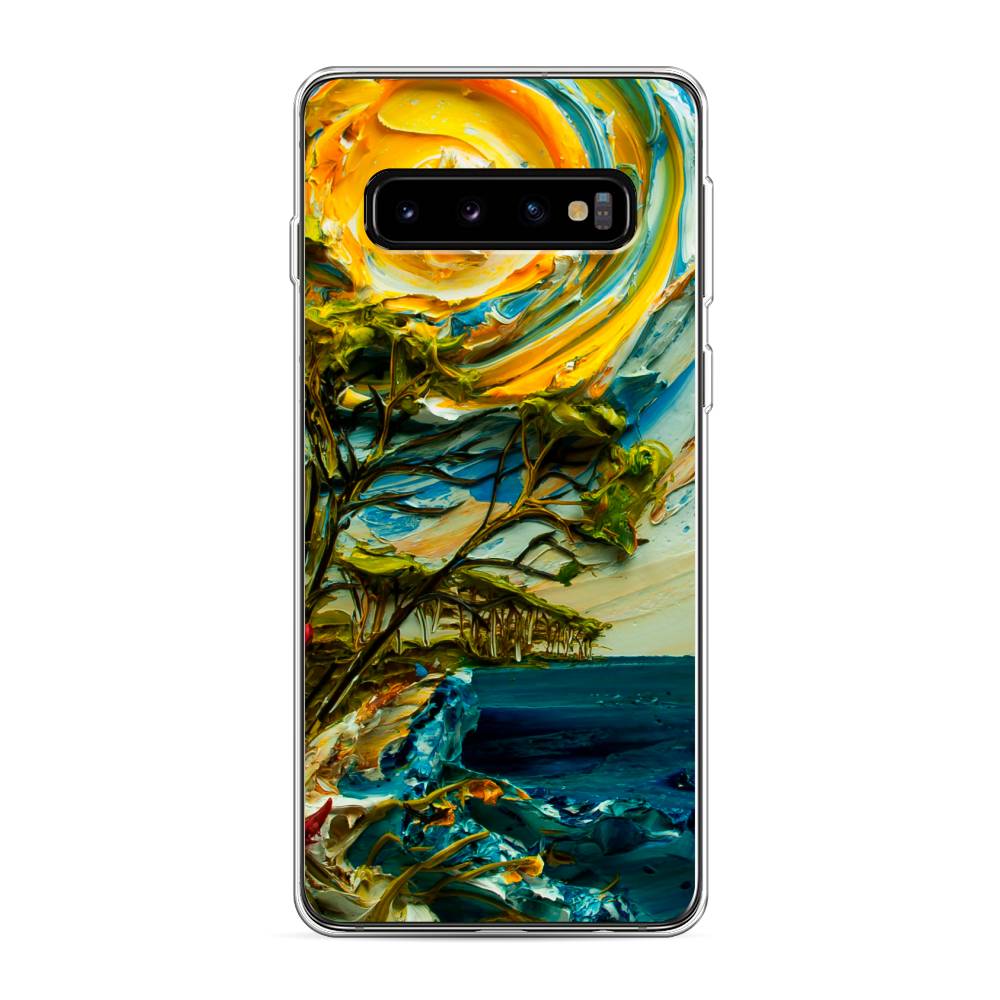 

Чехол на Samsung Galaxy S10 "Солнце живопись", Желтый;синий, 27050-4