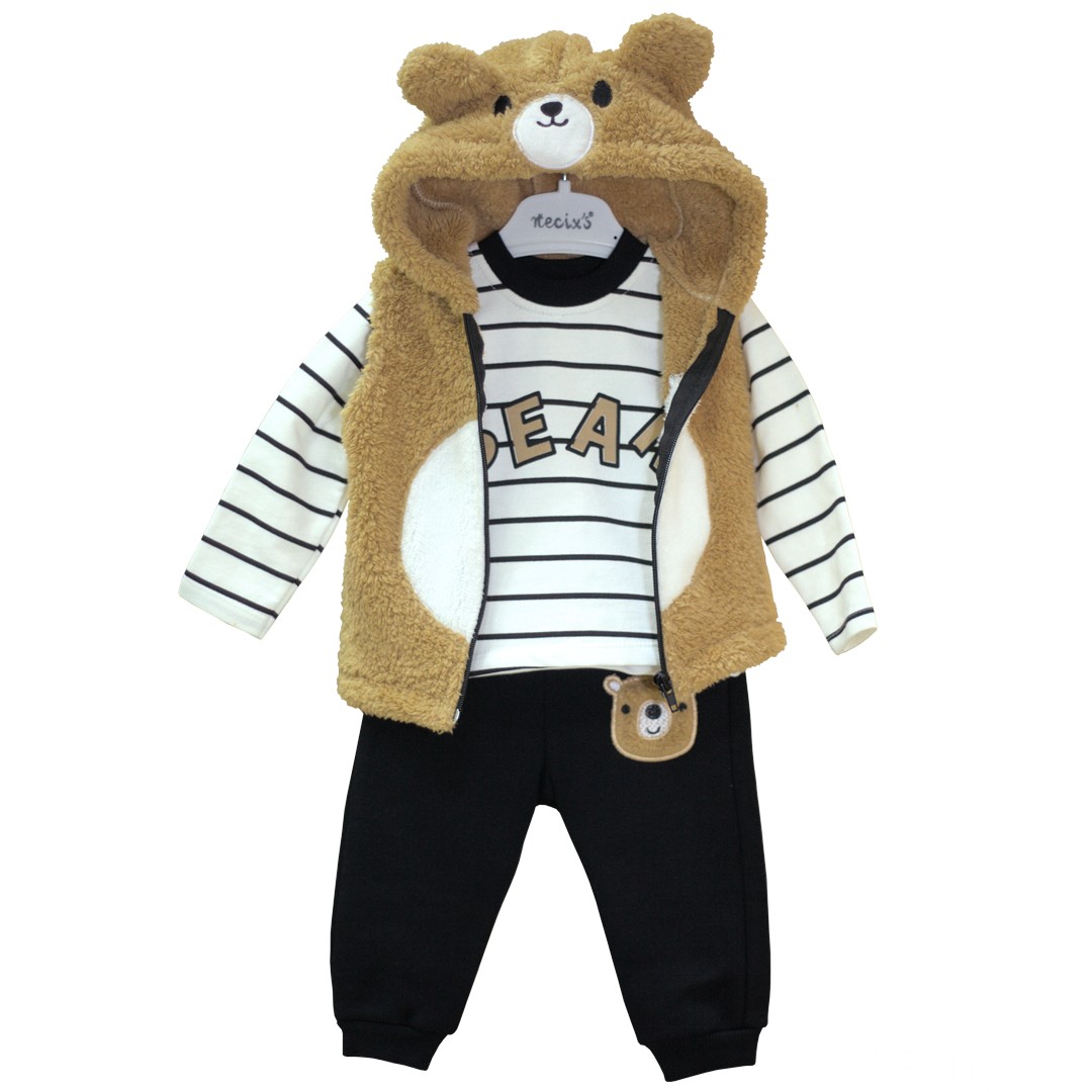 

Костюм детский Necix's Медвежонок с меховым жилетом цв. бежевый р. 68, "Медвежонок" с меховым жилетом