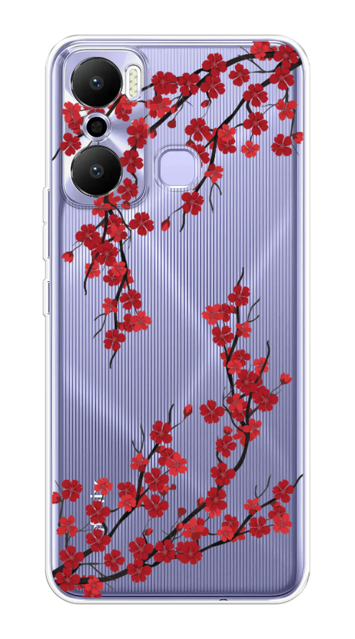 

Чехол на Infinix Hot 20 Play "Красная сакура", Красный;черный, 3103550-2