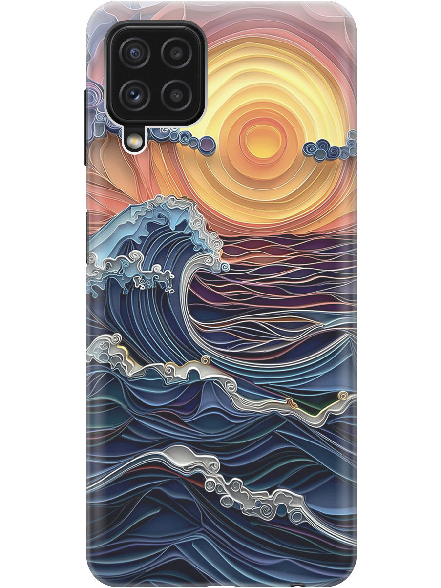 

Силиконовый чехол на Samsung Galaxy A22/M32/M22 с принтом "Волны на закате", Прозрачный;оранжевый;синий, 730829510