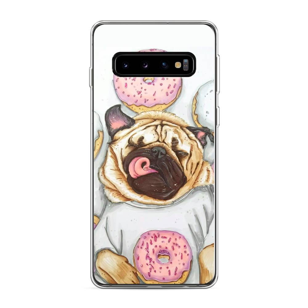 

Чехол на Samsung Galaxy S10 "Счастливый мопс", Розовый;бежевый;коричневый, 27050-1