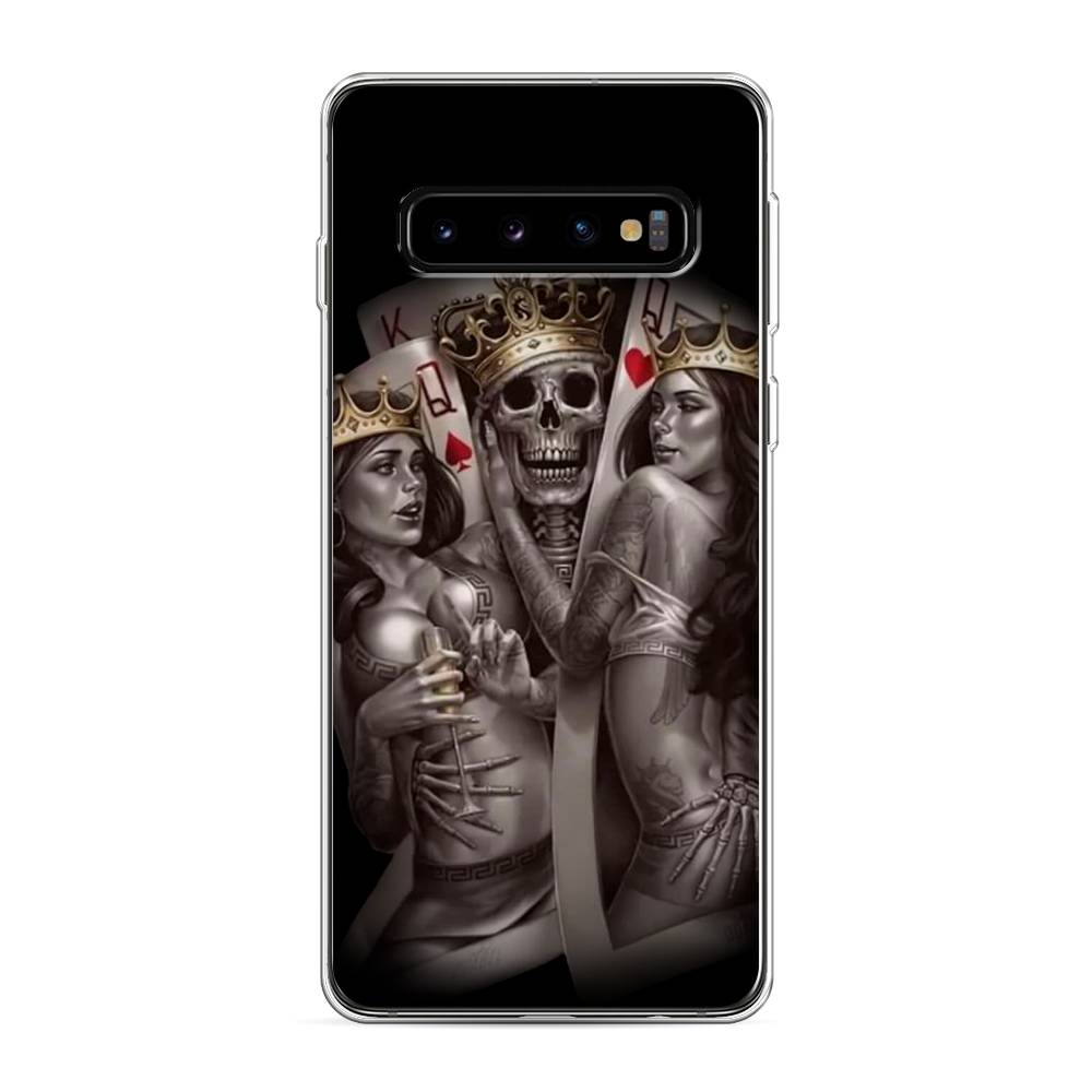 

Чехол на Samsung Galaxy S10 "Карты король и королевы", Серый;желтый, 27050-6