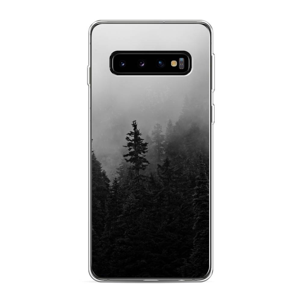 

Чехол на Samsung Galaxy S10 "Туманный лес", Серый;черный, 27050-2