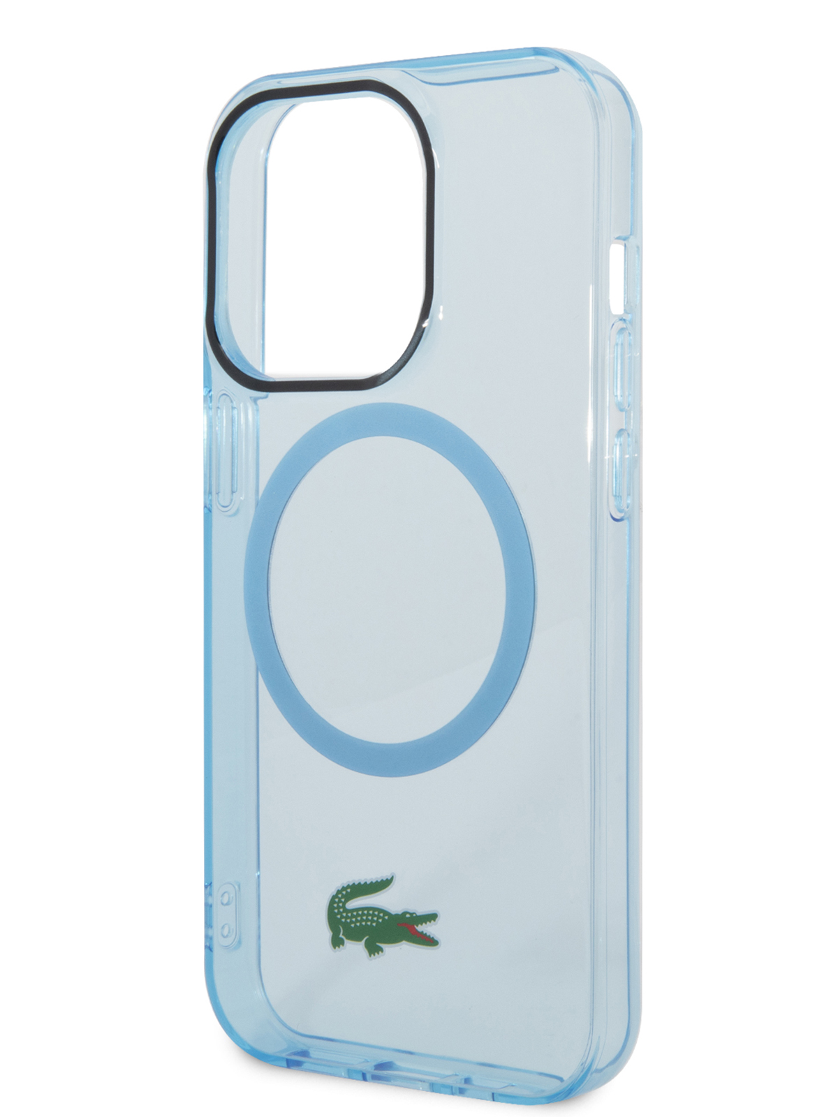 Чехол Lacoste для iPhone 15 Pro Max Croc logo с Magsafe Hard Transparent Light Blue