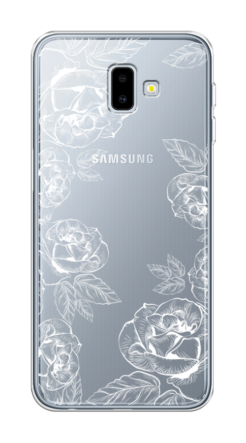 

Чехол на Samsung Galaxy J6 Plus 2018 "Розы графика", Черный;серый, 26950-2