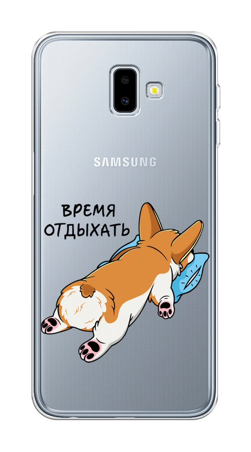 

Чехол на Samsung Galaxy J6 Plus 2018 "Корги отдыхает", Черный;коричневый;голубой, 26950-1