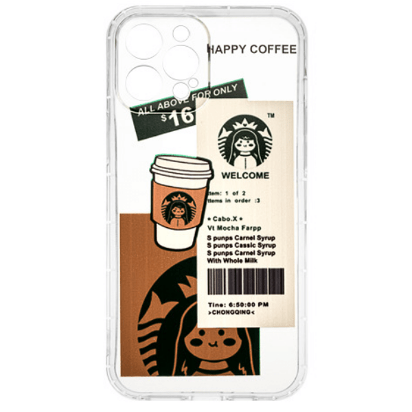 фото Чехол для iphone 12 pro max tpu tide case, прозрачный с рисунком coffee nobrand