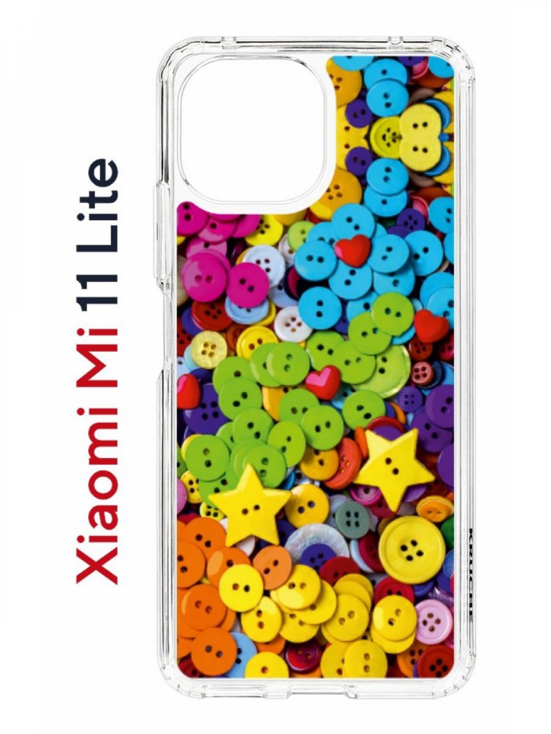 Чехол на Xiaomi Mi 11 Lite Kruche Print Пуговки,противоударный бампер,с защитой камеры