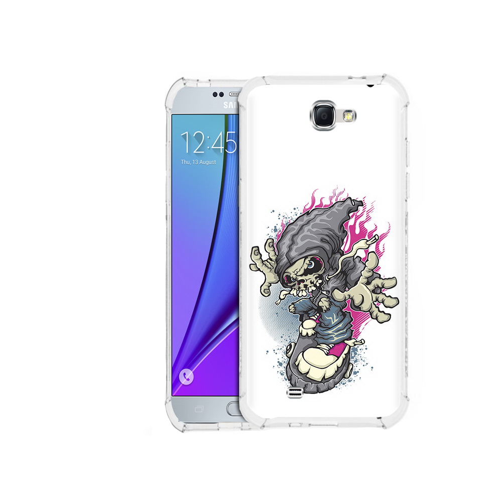 

Чехол MyPads Tocco для Samsung Galaxy Note 2 нарисованный скелет на скейт борде, Прозрачный, Tocco