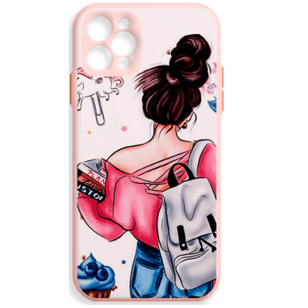 фото Чехол для iphone 12 pro max розовый с картинкой girl nobrand