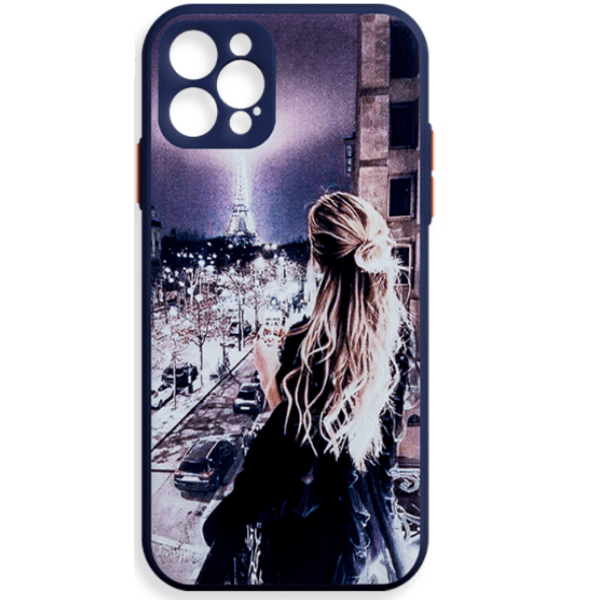 фото Чехол для iphone 12 pro max синий с картинкой night city nobrand