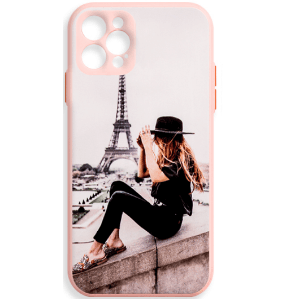 фото Чехол для iphone 12 pro max розовый с картинкой paris nobrand