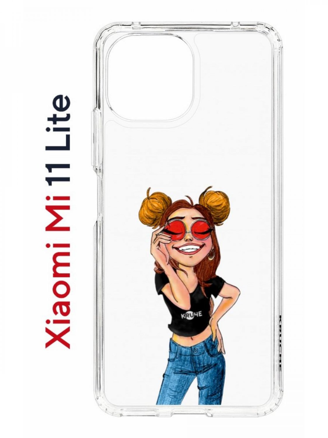 Чехол на Xiaomi Mi 11 Lite Kruche Print Smiling,противоударный бампер,с защитой камеры