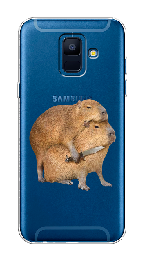 

Чехол на Samsung Galaxy A6 "Капибара с ножом", Бежевый, 25950-1