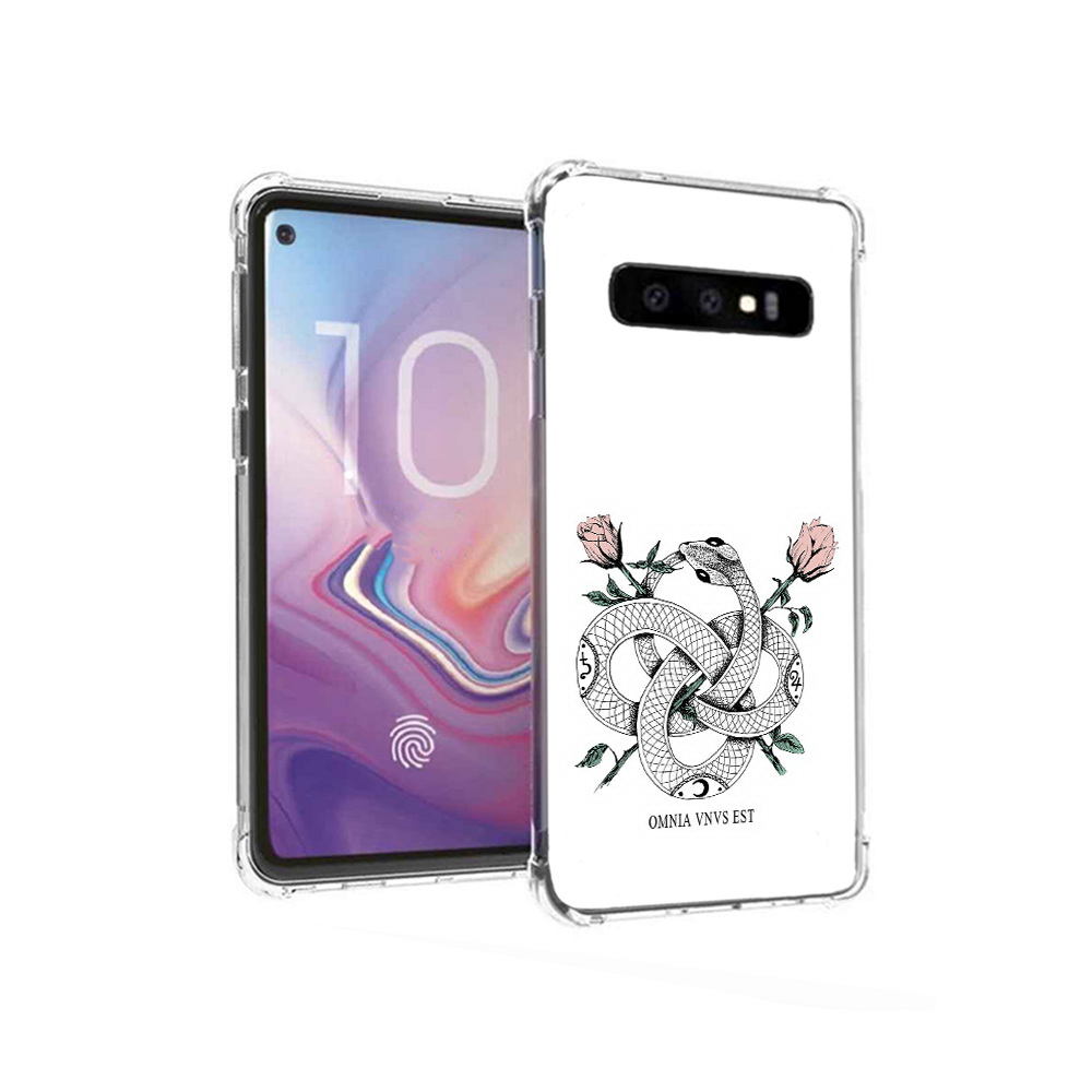 

Чехол MyPads Tocco для Samsung Galaxy S10 нарисованная змея абстракция (PT125897.498.502), Прозрачный, Tocco