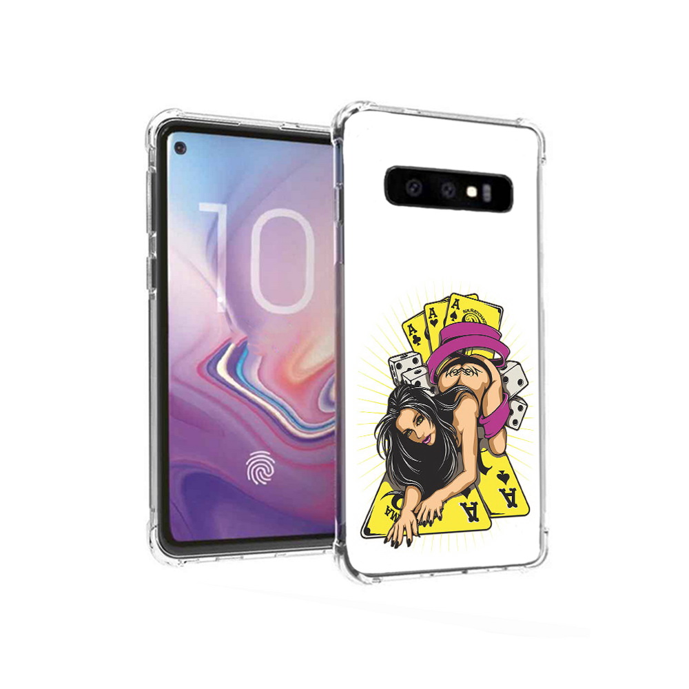 Чехол MyPads Tocco для Samsung Galaxy S10 нарисованная девушка с игровыми картами